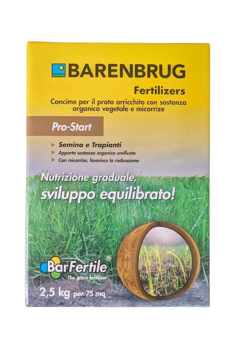 Pro Start Barenbrug: Concime Organo-Minerale per prato con Micorrize, stimola semina e radicazione.