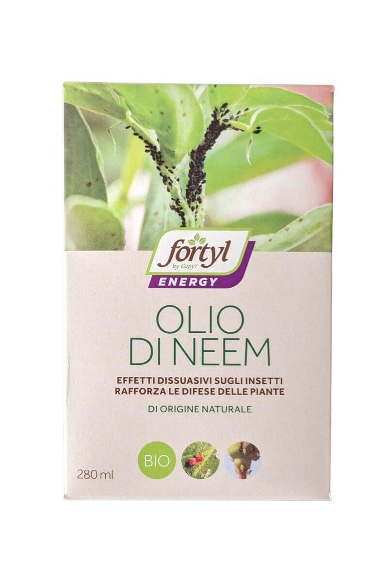 Olio di Neem Fortyl prodotto biologico efficace contro insetti e zanzare, ideale per orticole, piante ornamentali e da frutto