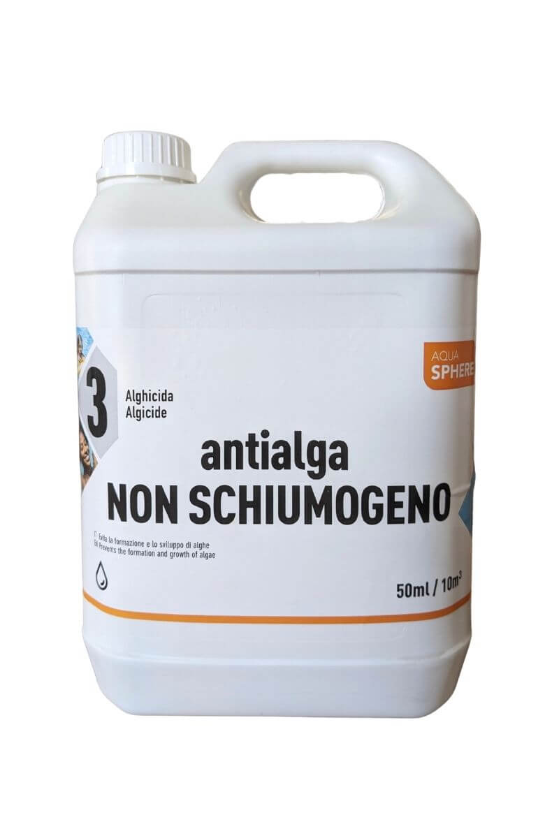 Antialga non schiumogeno Aqua Sphere 5 L: previene formazione e sviluppo di alghe mantenendo acqua della piscina limpida