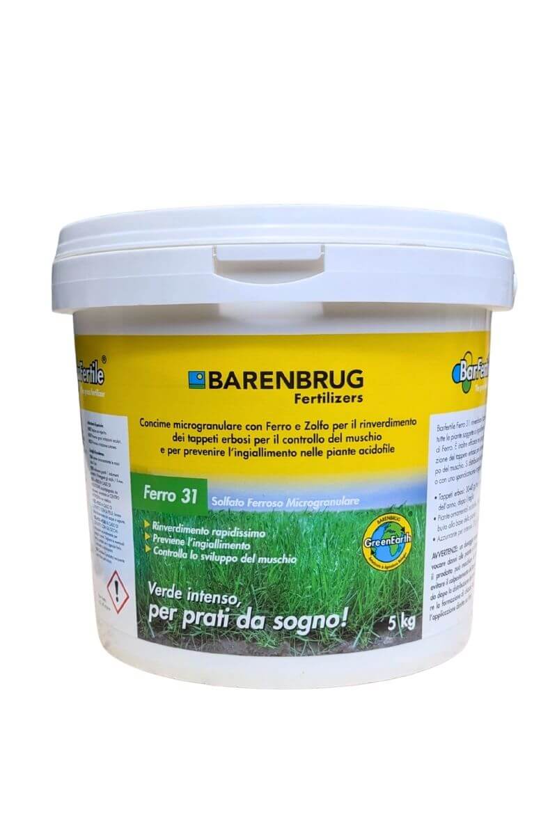 Barenbrug Ferro 31 concime microgranulare (5 kg): rinverdimento del prato, elimina il muschio e cura la clorosi ferrica