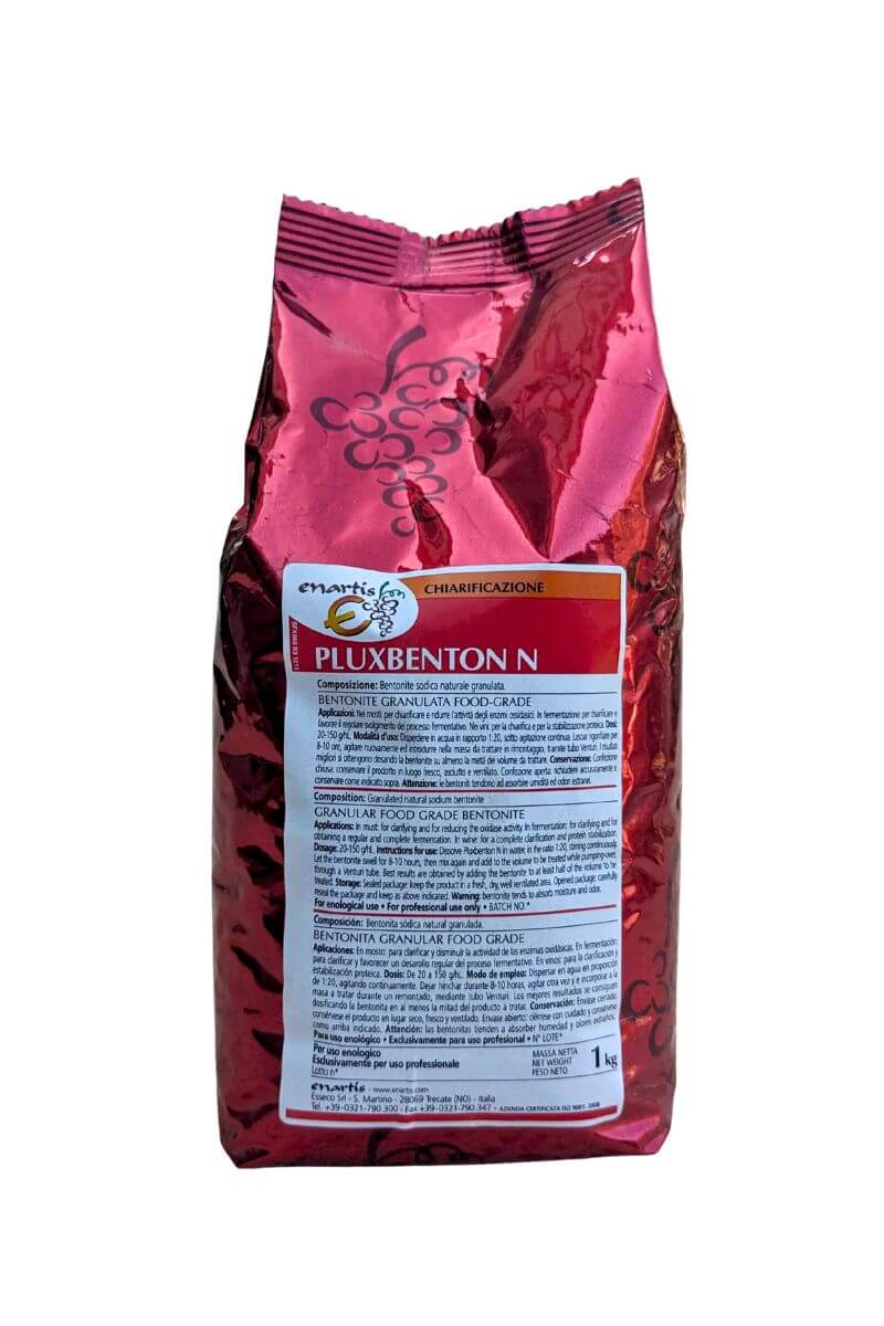 Bentonite PluxBenton N per vino (1 kg): chiarificatore e stabilizzatore del vino, riduce proteine in eccesso.