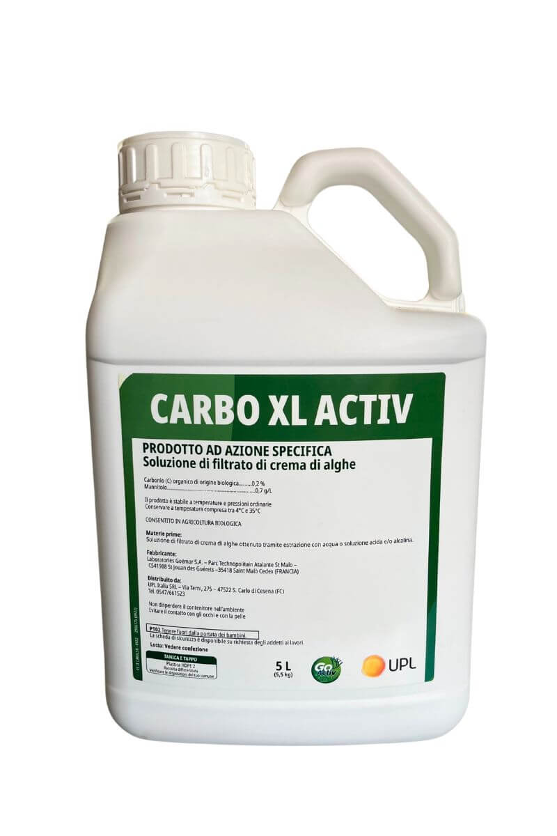 Carbo XL Activ UPL 5L: biostimolante con crema di alghe, migliora qualità di fiori e frutti, riduce gli stress abiotici