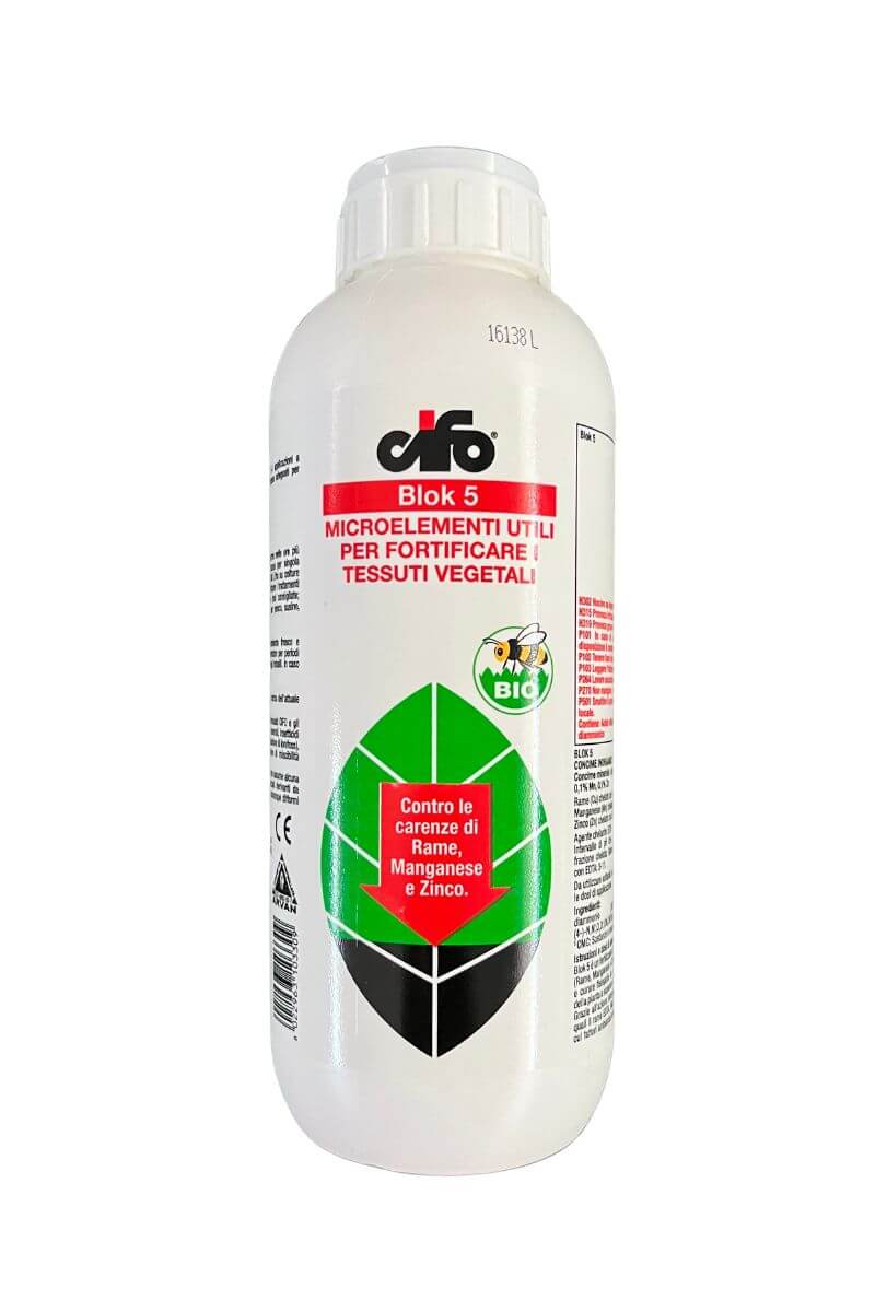 Blok 5 Cifo 1 kg: concime biologico con rame, manganese, zinco, per resistenza a stress, malattie e carenze nutrizionali