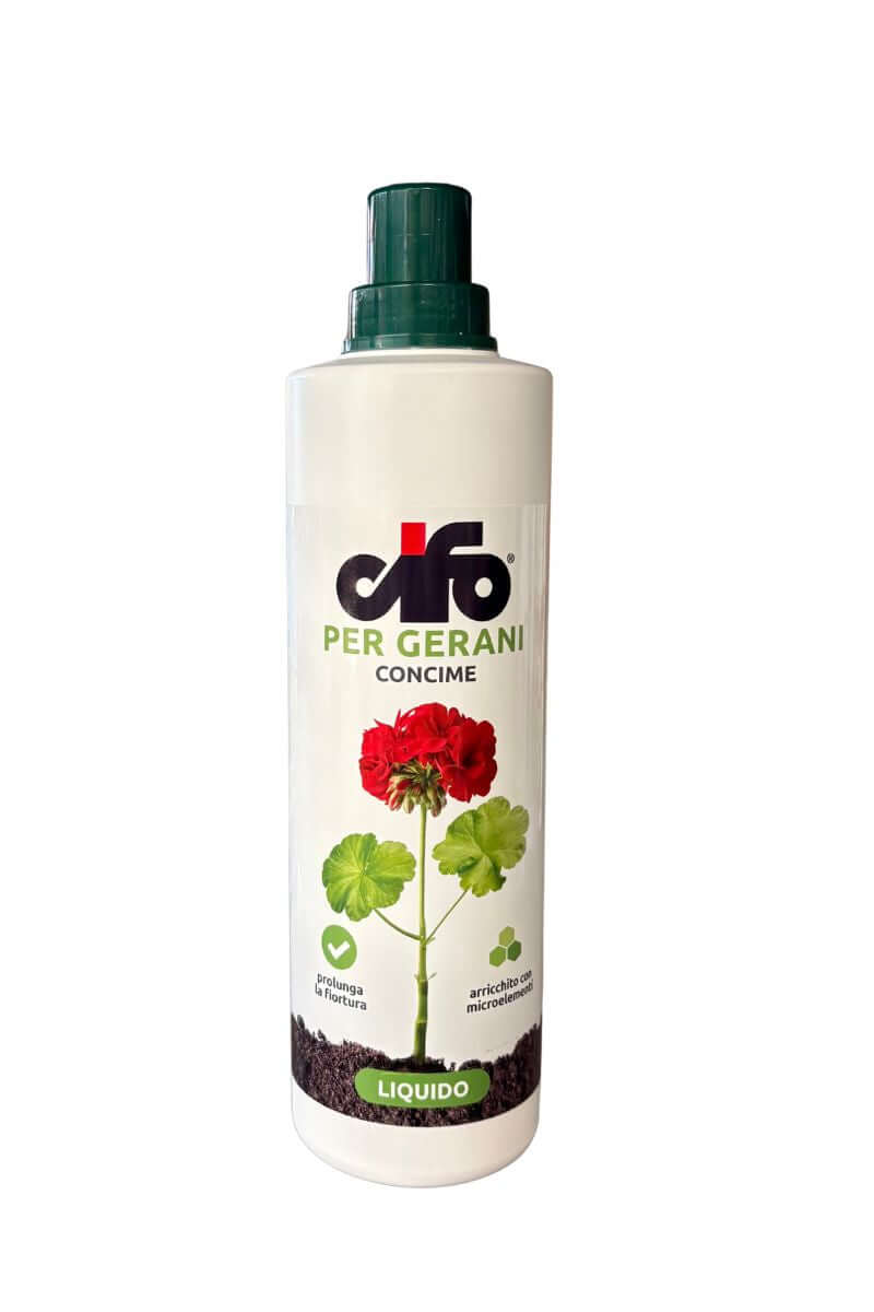 Concime liquido per gerani Cifo con microelementi per fioriture abbondanti e piante vigorose 1 L