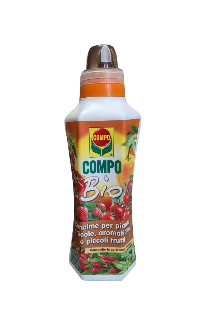 COMPO Concime Biologico con borlanda per orticole, piante aromatiche, piccoli frutti per crescita sana. Flacone 1 L