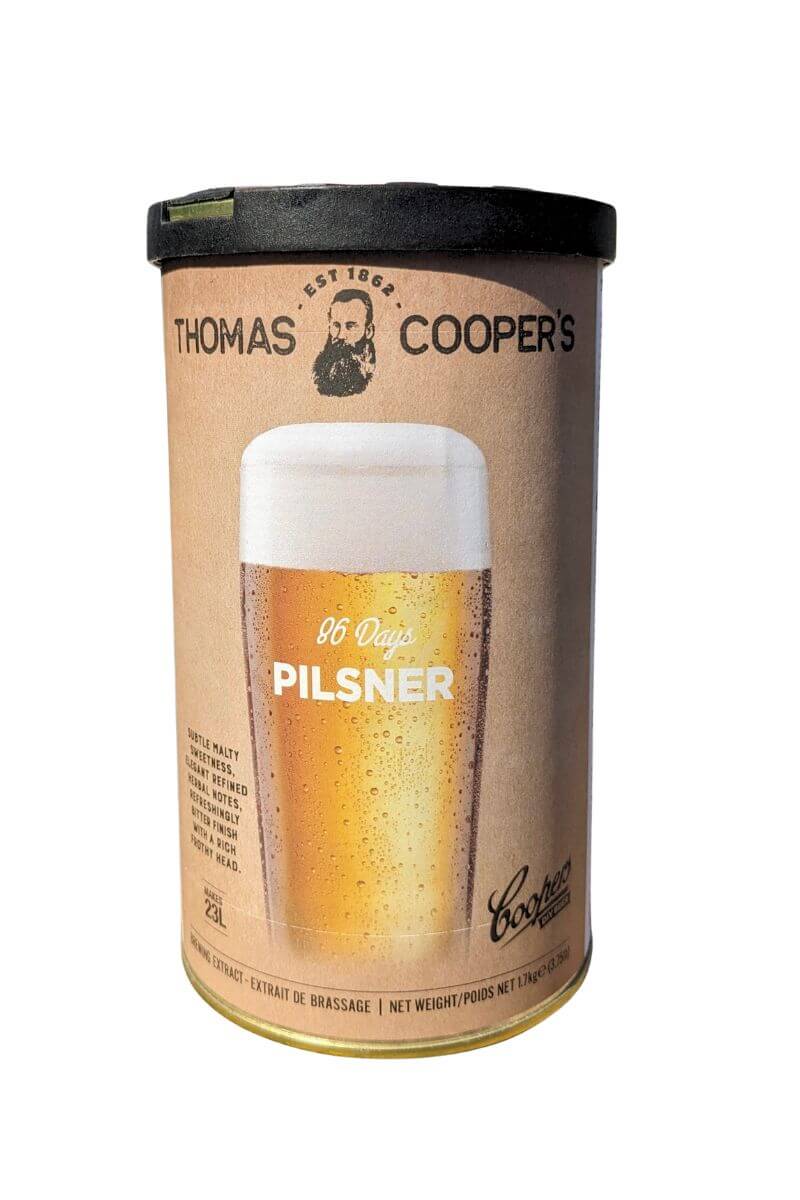 Malto birra Coopers Pilsner chiara e raffinata, dolcezza maltata, note erbacee, finale amarognolo con schiuma cremosa
