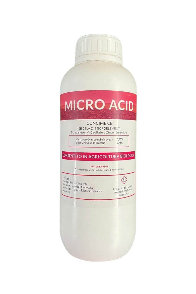 Micro Acid Fertek: Concime acidificante per correggere carenze di Zinco e Manganese, ottimizza il pH per trattamenti fogliari