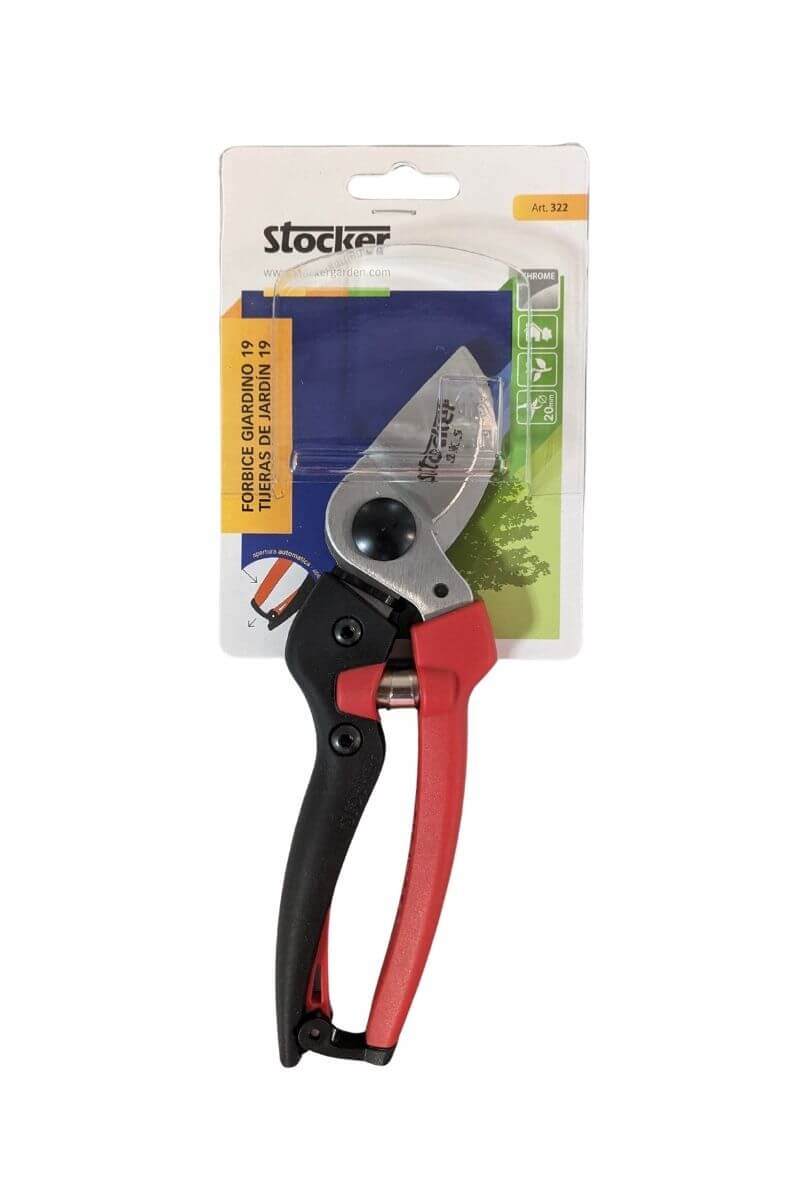 Forbice Stocker Garden Bypass 19 cm, con taglio preciso e impugnatura comoda, perfetta per la potatura di piante e rami