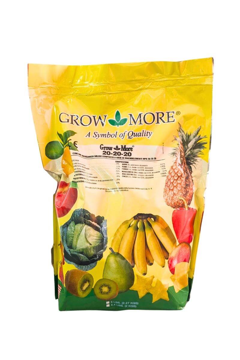 Grow More NPK 20-20-20 Intertec: concime idrosolubile per nutrizione completa e bilanciata, adatto a tutte le colture