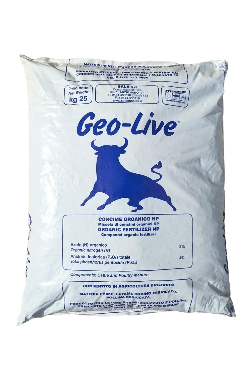 Stallatico concime organico a base di letame bovino e pollina, sacco da 25 kg Geo-Live