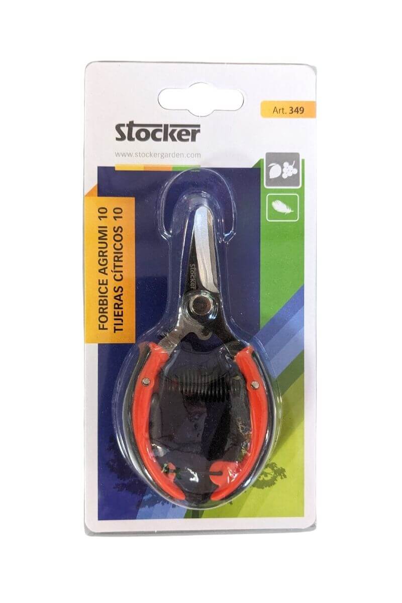 Stocker Garden Forbice 10 cm per agrumi con lama curva, impugnatura ergonomica, cinghia, leggera 40 g per tagli precisi