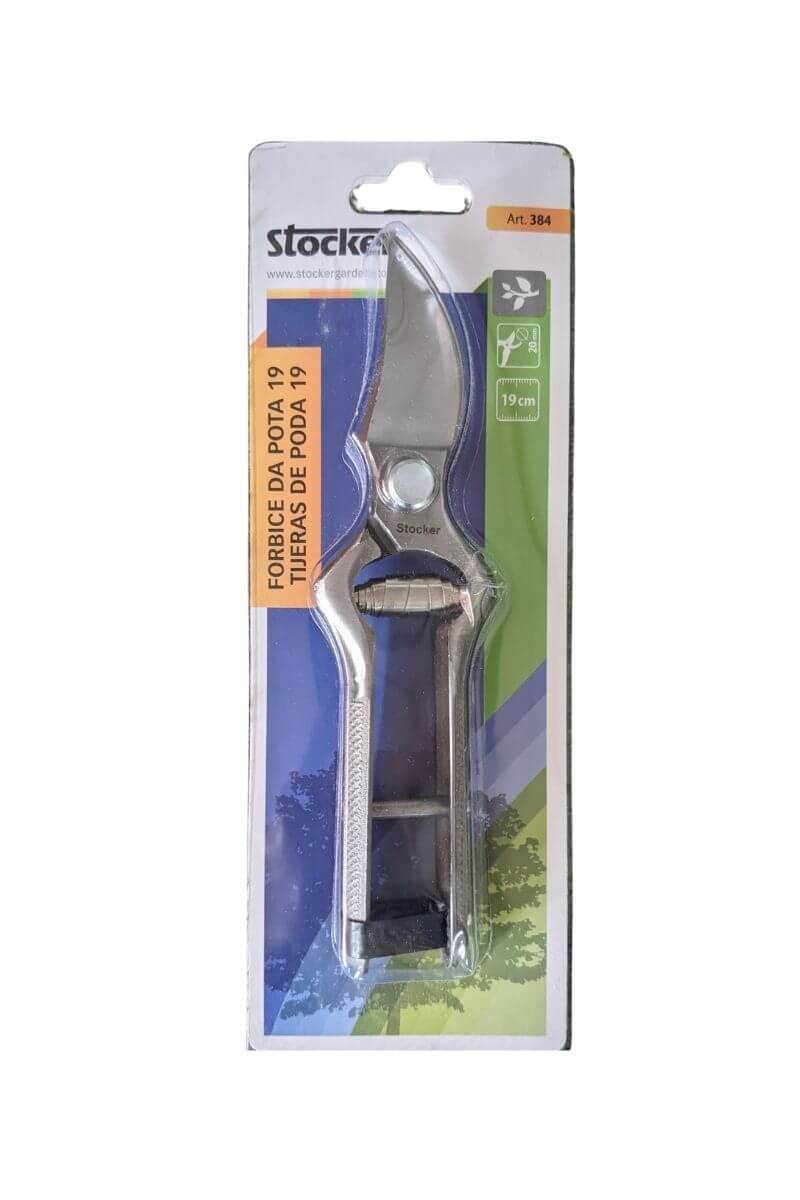 Forbice 19 cm Stocker Garden per la potatura di qualsiasi pianta. Realizzata in acciaio con impugnatura antiscivolo