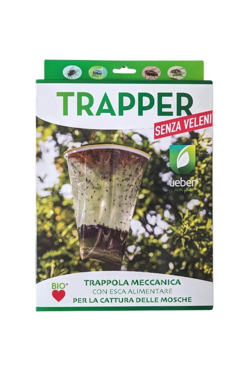 Trapper: trappola ecologica per mosche con esca alimentare. Adatta a ambienti esterni come giardini, piscine, ristoranti