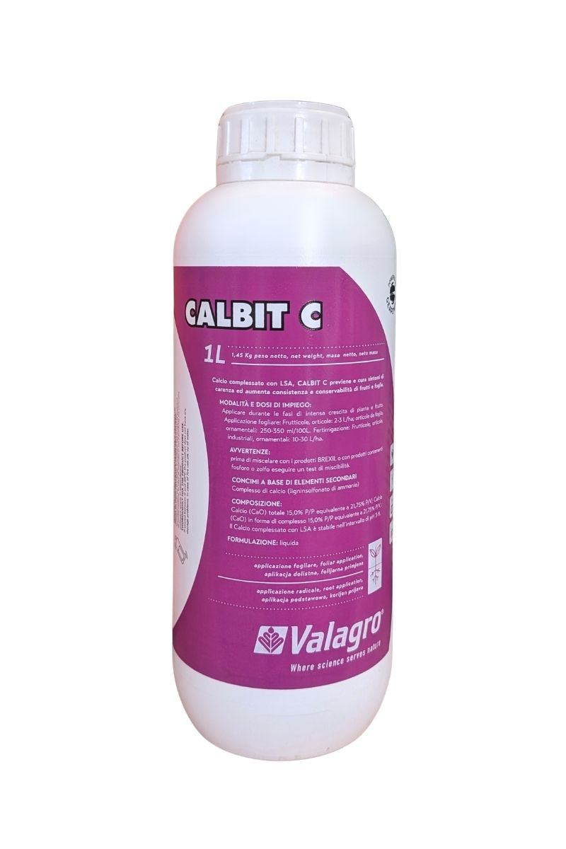 CALBIT C Valagro Concime liquido a base di calcio complessato con LSA previene e corregge carenze. Flacone da 1 L