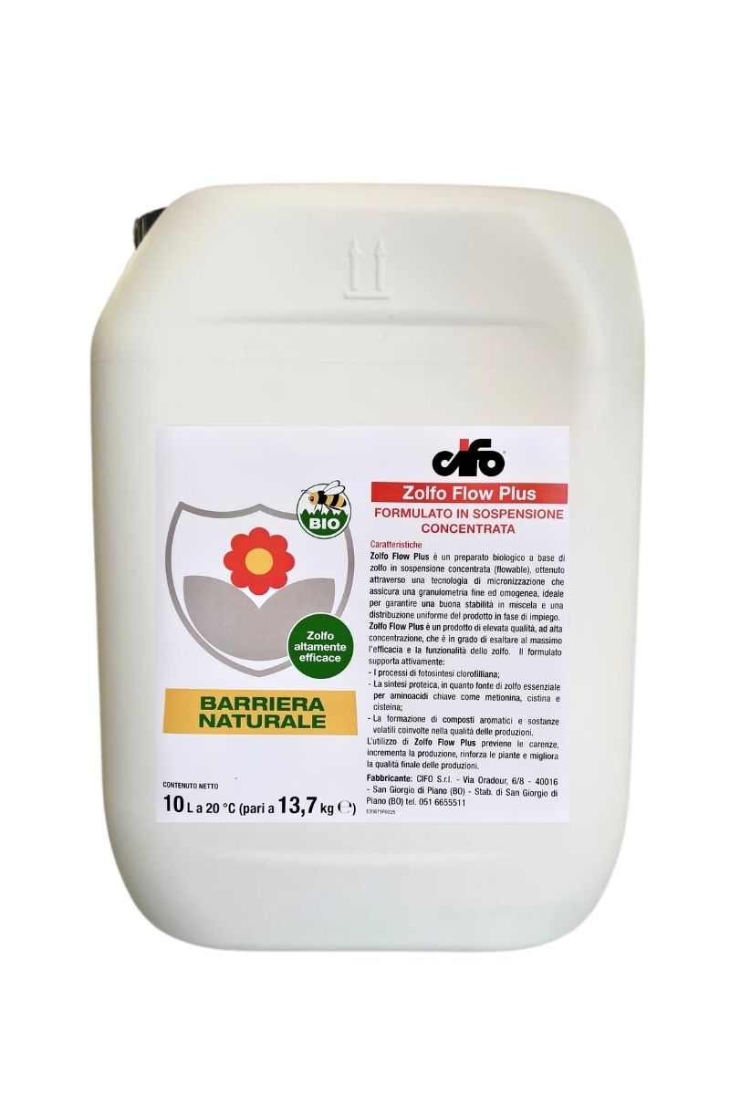 Zolfo Flow Cifo 10L concime biologico in sospensione liquida: corregge carenze di zolfo, migliora la salute delle piante