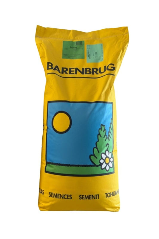 Semi prato Barenbrug Sunny 15 kg, miscuglio per prati rustici adatto a sole e mezz’ombra, resistente a siccità e caldo