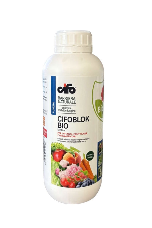 Fungicida naturale Cifoblok Bio con lecitina di soia contro oidio, peronospora, bolla del pesco 1L