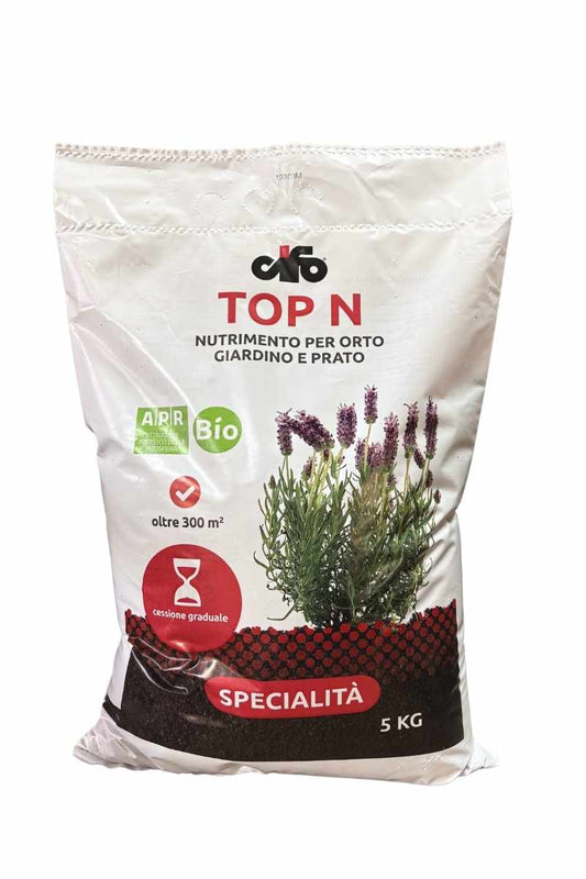 Cifo TOP N concime biologico con azoto in microgranuli 5 kg per nutrizione piante orto giardino e prato