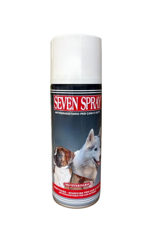 Seven Spray antiparassitario per cani e gatti 400 ml. Insetticida Acaricida contro pulci, zecche, pidocchi e acari