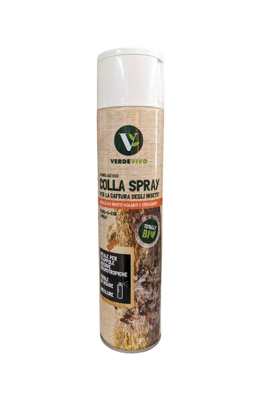 Colla spray bio TEMO-O-CID VerdeVivo per cattura insetti come vespe, calabroni, formiche in orto, giardino e vigneti