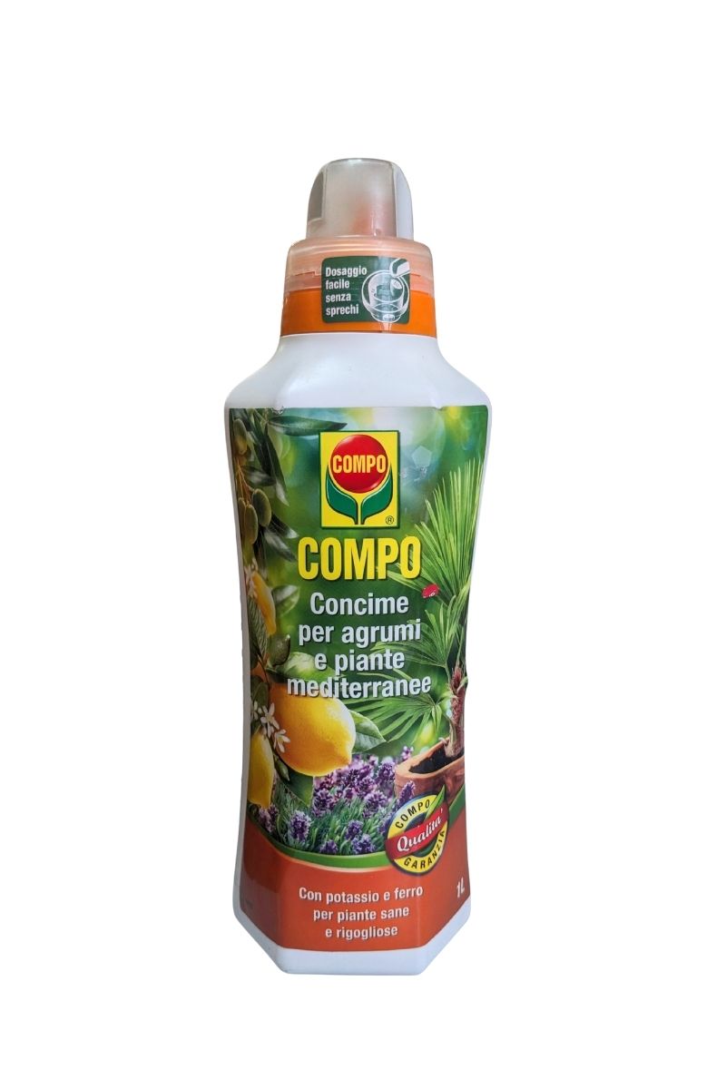 COMPO Concime liquido per agrumi, olivo e piante mediterranee 1 L, nutrimento completo e a rapido effetto.