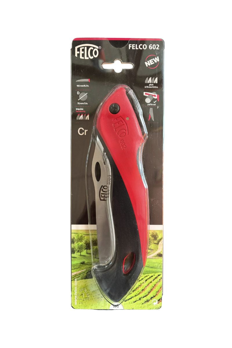 Sega pieghevole FELCO 602 lama cromata da 16 cm e impugnatura soft touch, ideale per potature di vigneti, siepi e rami