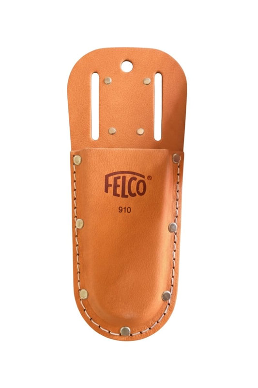 Porta cesoie Felco 910 in vera pelle con passante e clip, resistente e pratico per proteggere le forbici da potatura.