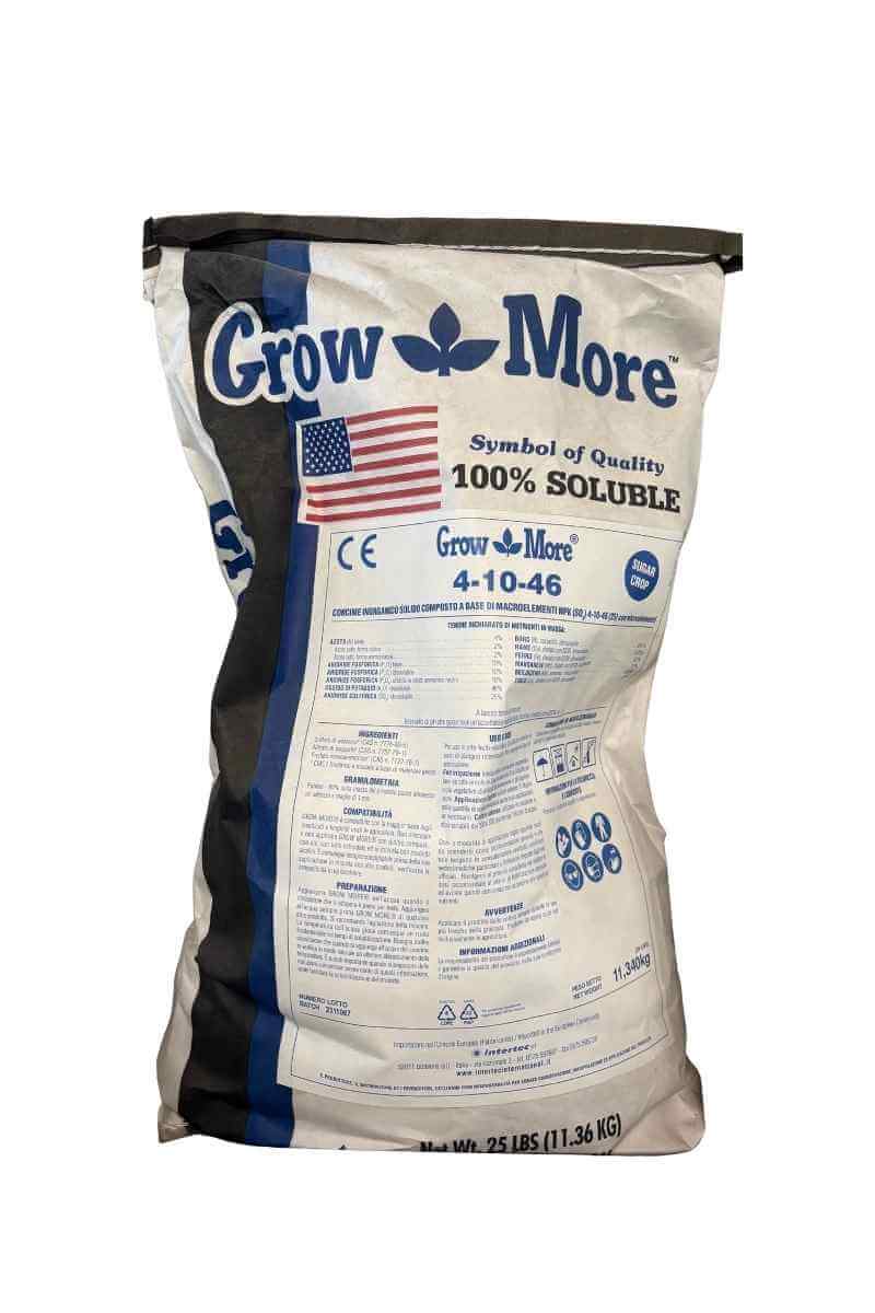 Grow More 4-10-46 Intertec: Concime NPK con alto contenuto di potassio per maturazione e ingrossamento dei frutti 25 lbs