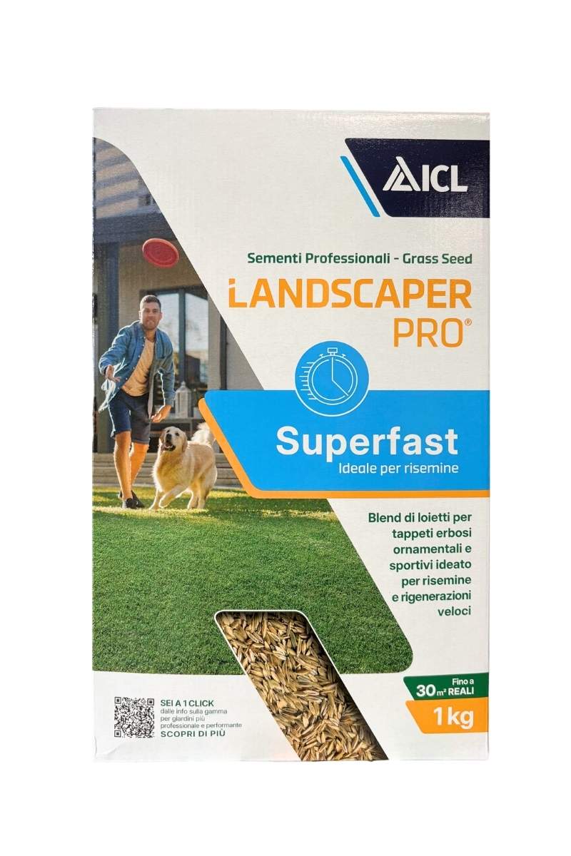 ICL Landscaper Pro Superfast semi prato 100% Lolium perenne per risemina e rigenerazione prato 1 kg