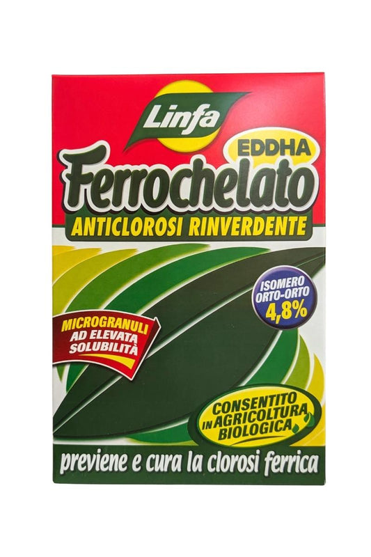 Linfa Ferrochelato 500 g, concime rinverdente contro clorosi ferrica e ingiallimento delle foglie
