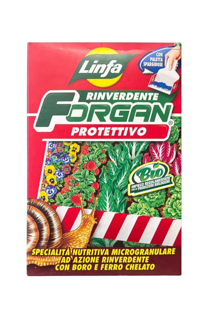 Linfa Forgan concime rinverdente con Boro e Ferro, protettivo naturale contro lumache e limacce. Confezione 1 kg