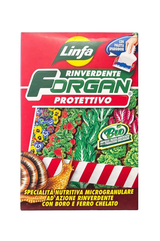 Linfa Forgan concime rinverdente con Boro e Ferro, protettivo naturale contro lumache e limacce. Confezione 1 kg