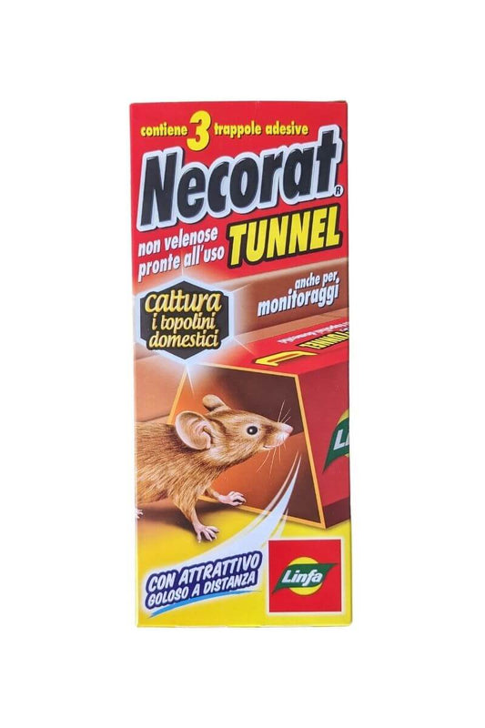 Necorat Tunnel Linfa: Trappola adesiva usa e getta per il controllo sicuro ed efficace di topi di piccola taglia