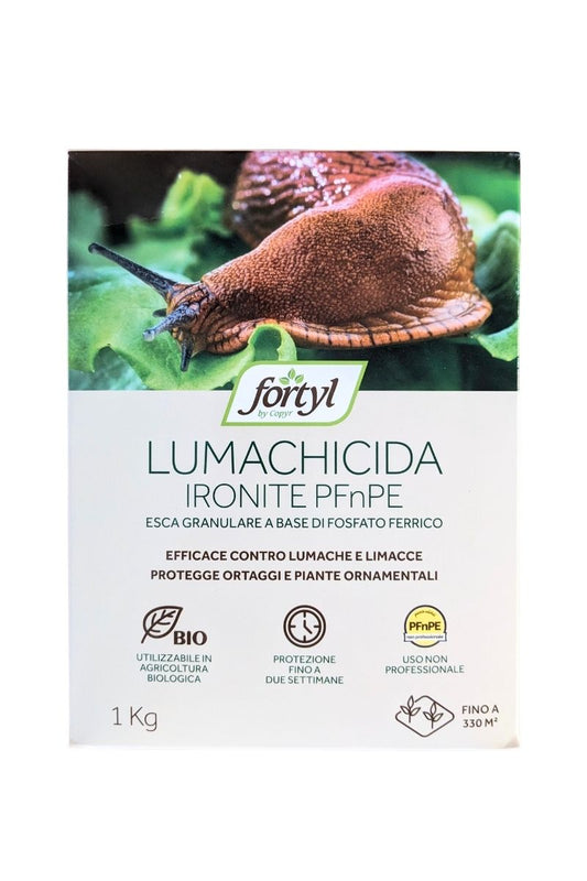 Esca lumachicida granulare IRONITE PFnPE a base di fosfato ferrico, efficace contro lumache e limacce in orto e giardino