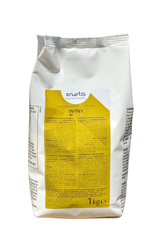Metabisolfito di potassio puro WINY Enartis (1 kg), additivo enologico per proteggere vini e mosti da ossidazione