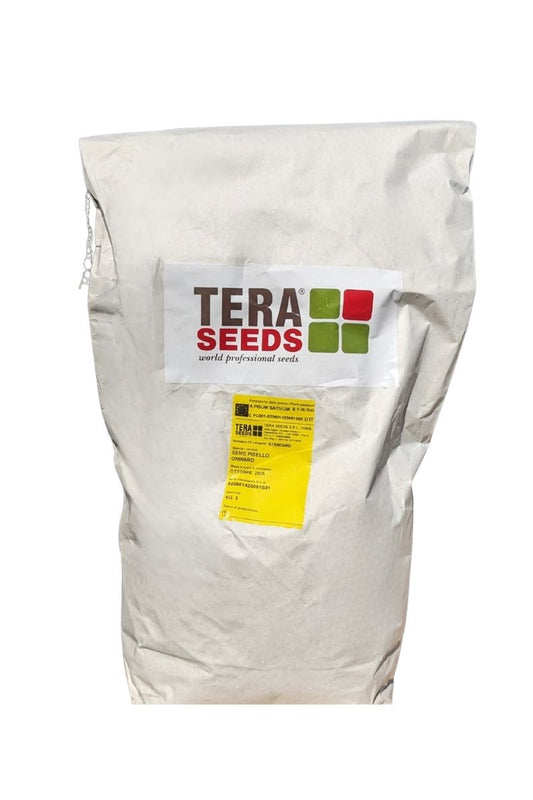 Sacco da 5 kg di semi di pisello Onward Tera Seeds, varietà produttiva con baccelli verdi da 10–12 cm.
