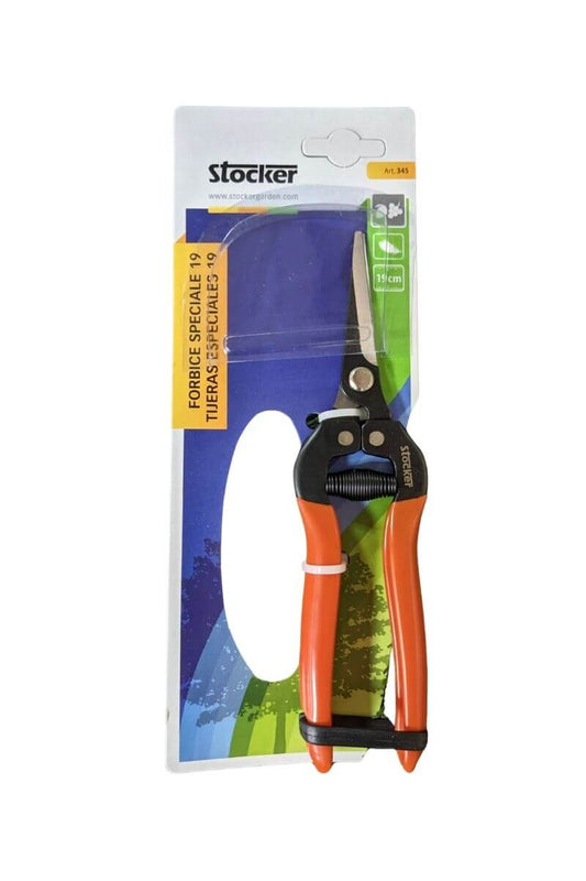 Forbice 19 cm compatta e leggera Stocker Garden per vendemmia e taglio delle talee. Lama in acciaio e impugnatura ergonomica