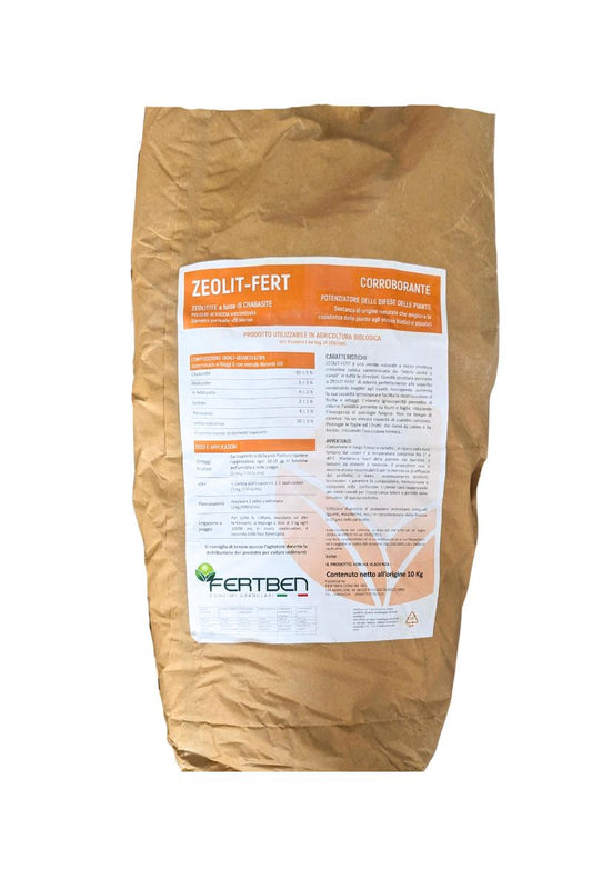 Zeolite naturale ZEOLIT-FERT Fertben 10 kg per agricoltura biologica, protegge frutta e ortaggi da insetti e malattie